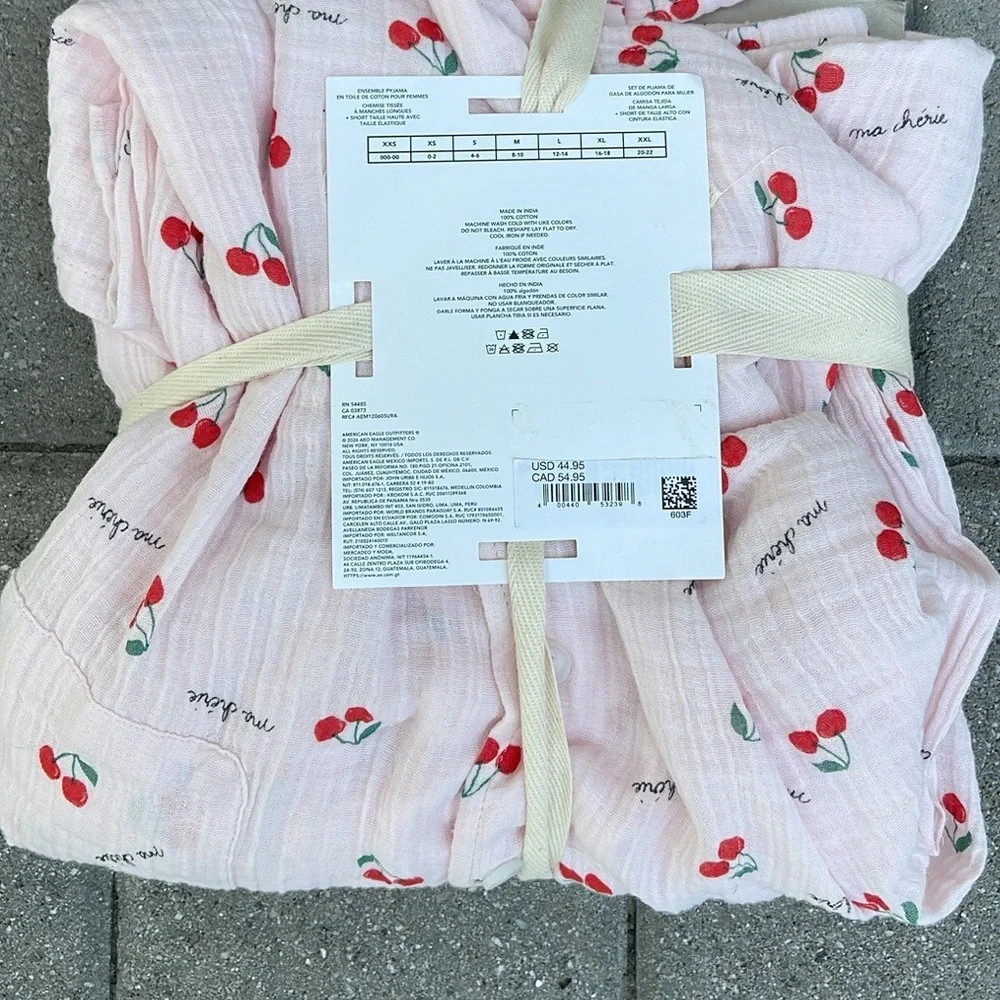 NEW cherry print AE Cotton Gauze PJ Set American Eagle